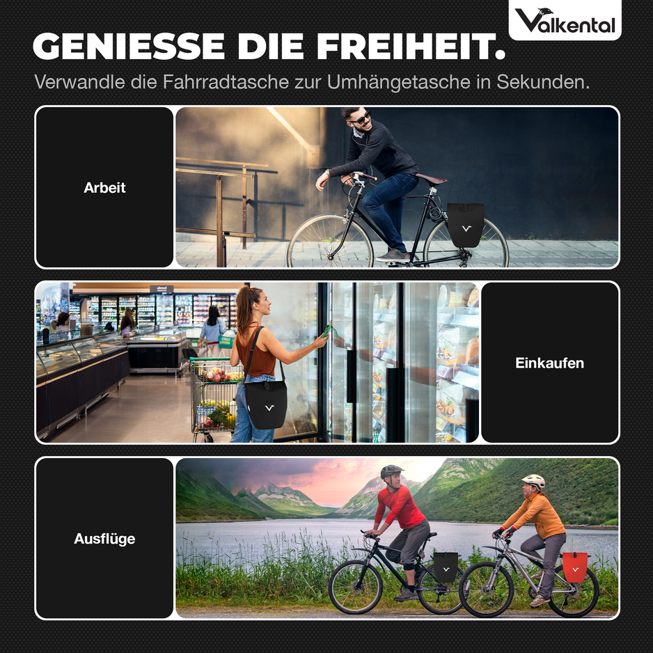 fahrradtasche zum einkaufen Bike Bag - große & wasserdichte Gepäckträgertasche – VALKENTAL.com