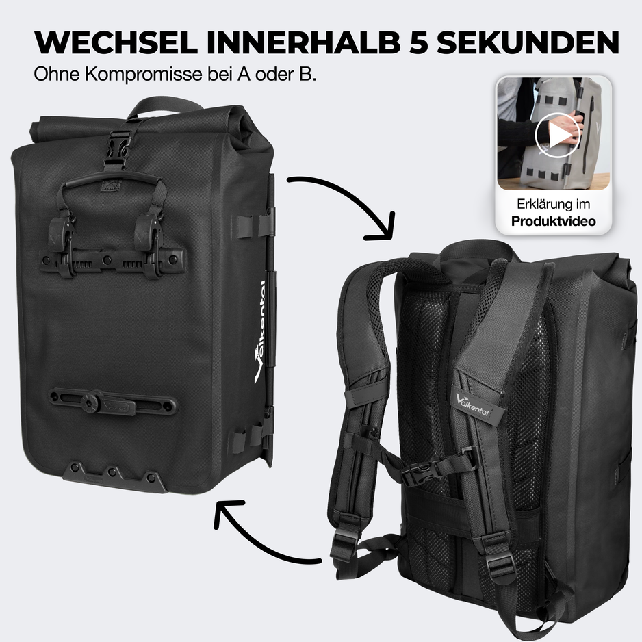 fahrradtasche und rucksack 2 in 1 test Wander- und Fahrradrucksack TrailX wasserdicht 2in1 | Valkental – VALKENTAL.com