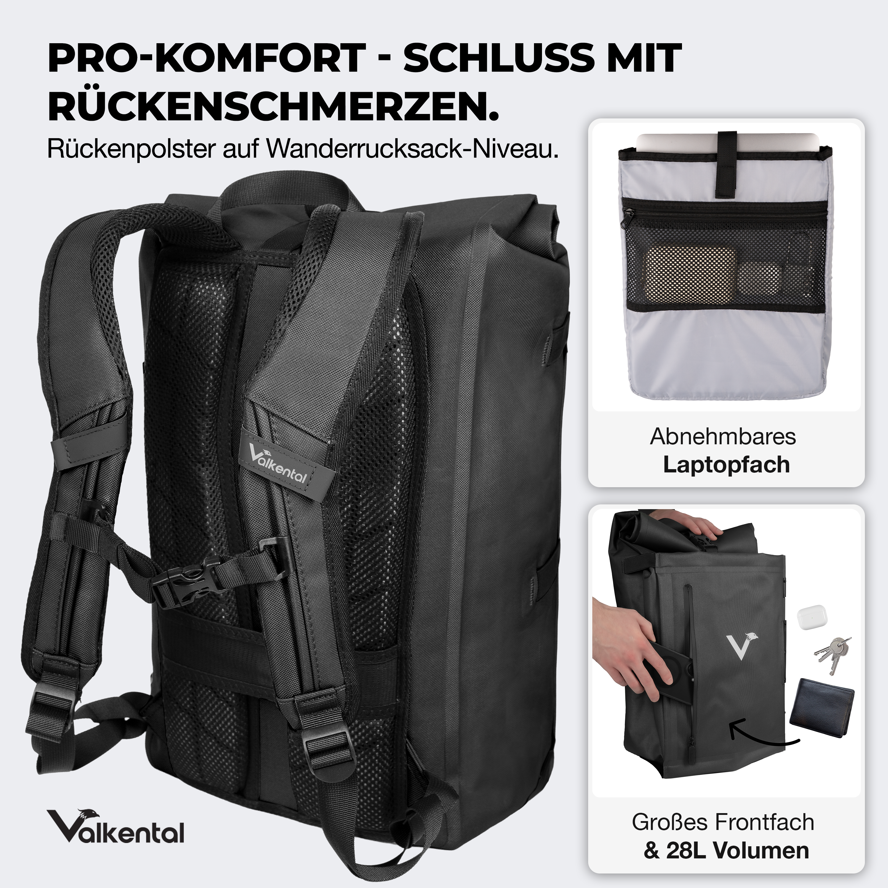 Wander- und Fahrradrucksack TrailX wasserdicht 2in1 | Valkental ...