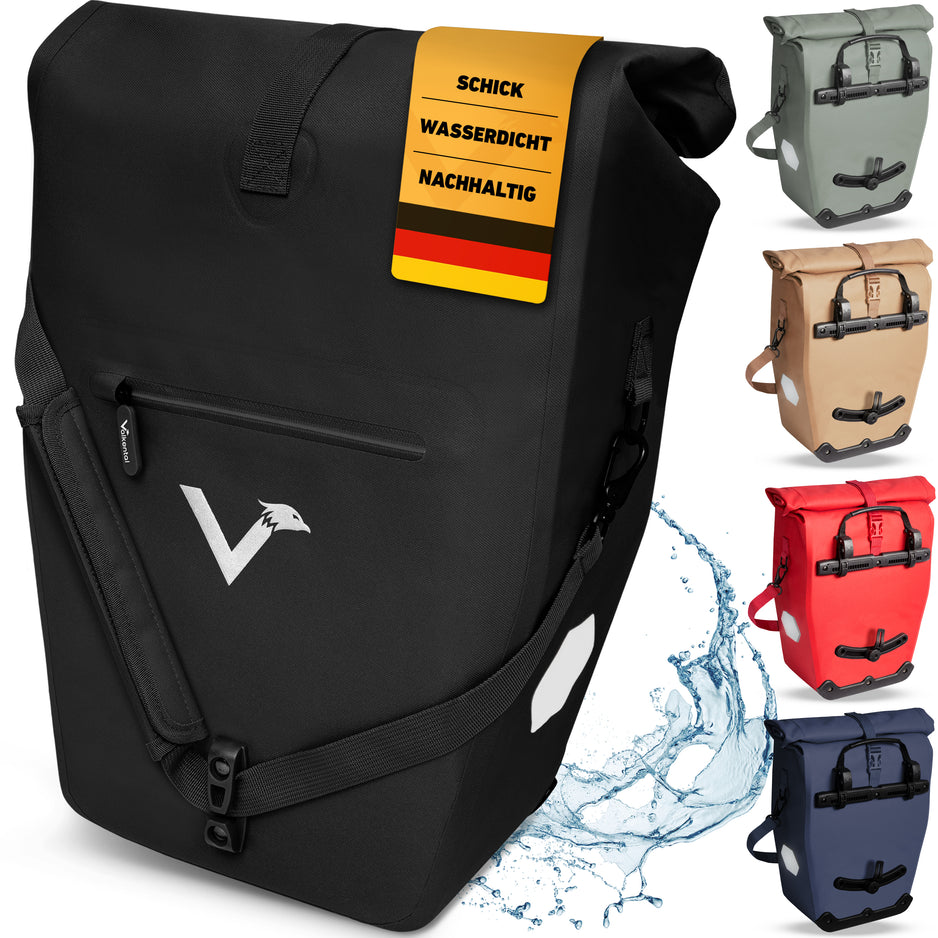 nachhaltige fahrradtasche Bike Bag Urban - Praktische 2in1 Gepäckträgertasche im urbanen Look - – VALKENTAL.com