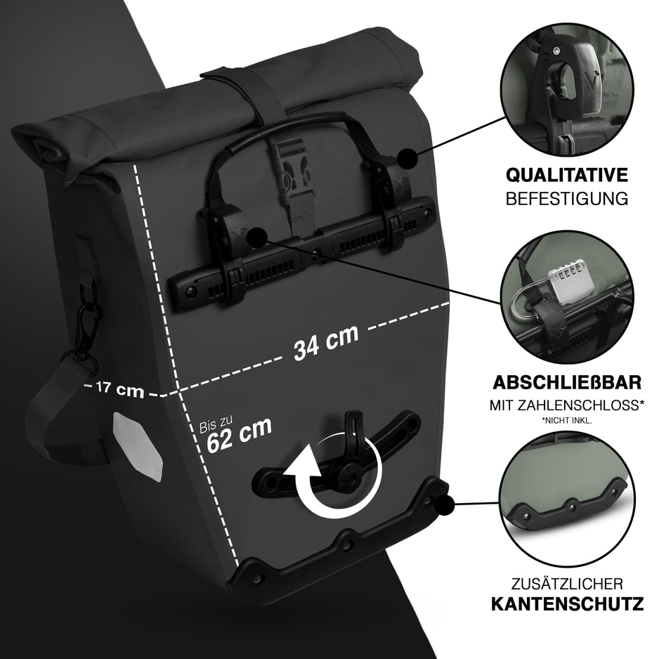 valkental - 2in1 fahrradtasche Bike Bag Urban - Praktische 2in1 Gepäckträgertasche im urbanen Look - – VALKENTAL.com