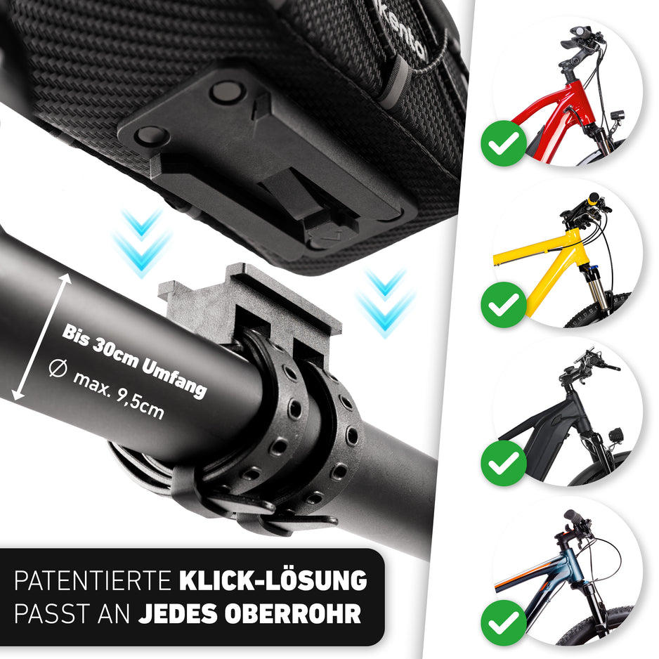 fahrradtasche mit klicksystem Oberrohrtasche Fahrrad: Frame Bag mit Adapter | Valkental – VALKENTAL.com
