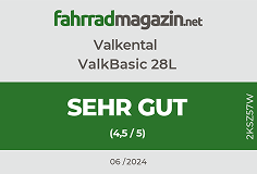 fahrradmagazin.net: Testurteil SEHR GUT (4,5/5) für die Valkental ValkBasic 28L, 06/2024