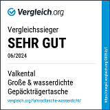 Vergleich.org Vergleichssieger SEHR GUT 06/2024 – Valkental große und wasserdichte Gepäckträgertasche