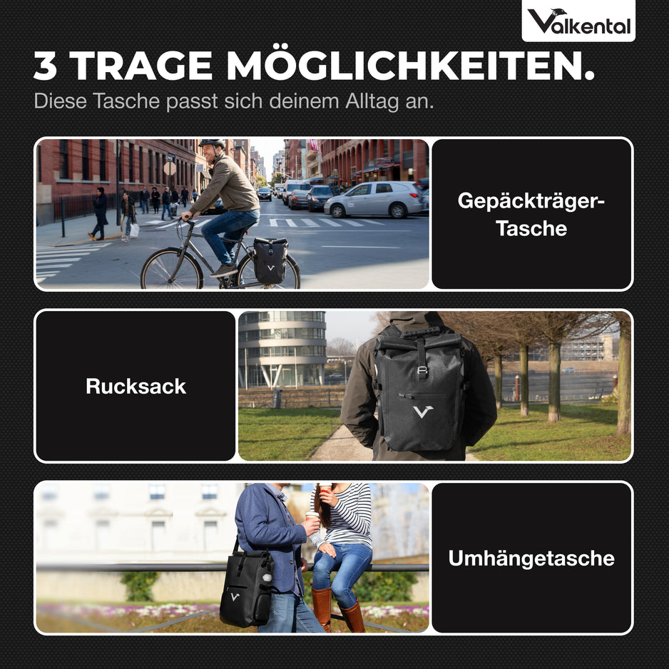 valkental fahrradtasche 3 in 1 pro ValkPro 3in1 Fahrradtasche - hochfunktionales Multitalent – VALKENTAL.com