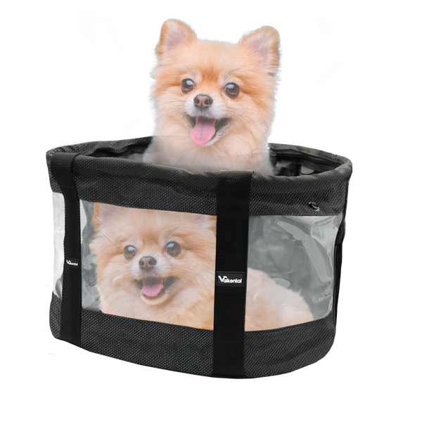 Fietsmand voor honden, 2-in-1, opvouwbaar, hondenrugzak met stuuradapter (draagvermogen 5 kg), zwart