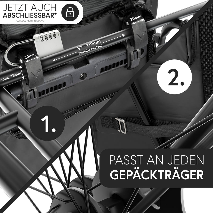Gepäckträgertasche Rucksack 3in1 ValkOne: wasserdicht & maximales Volumen –