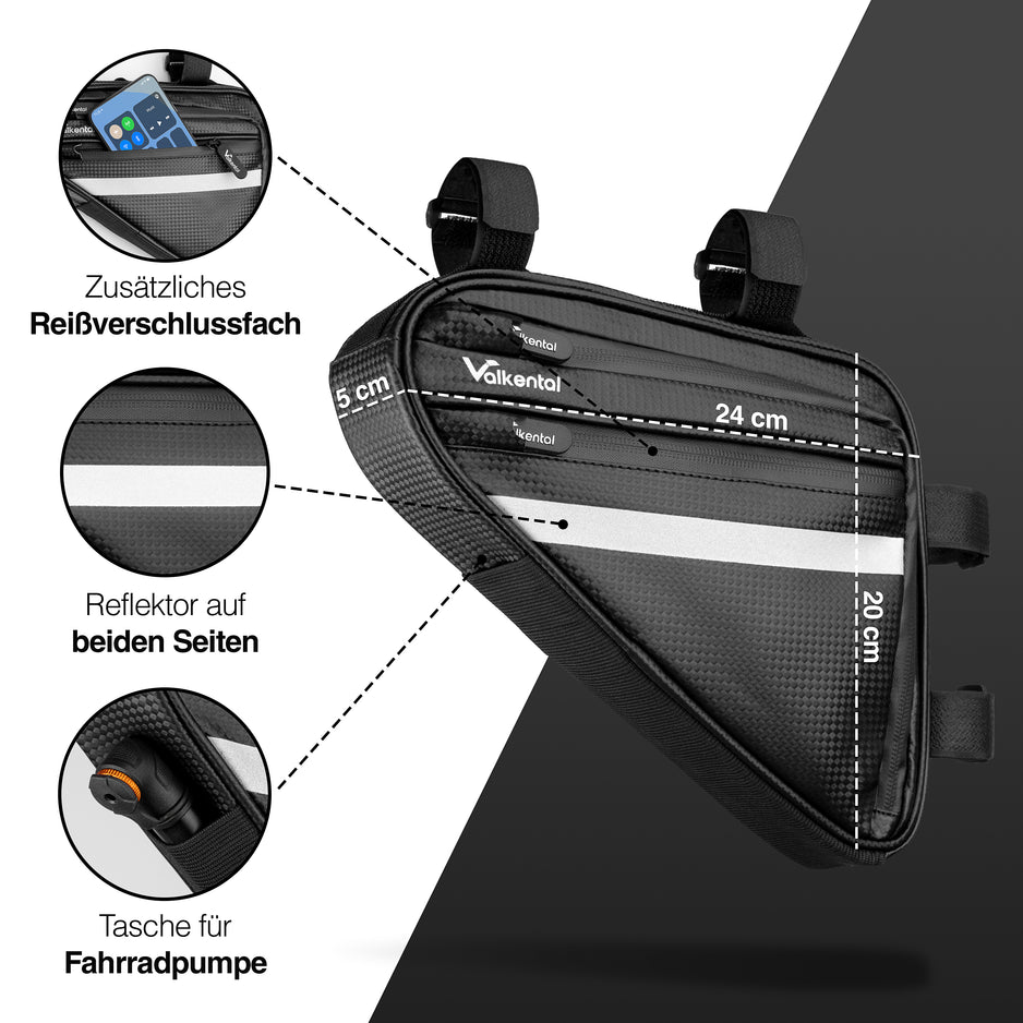 fahrradtasche für trapezrahmen Rahmentasche Fahrrad – Griffbereit am Rahmen | Valkental – VALKENTAL.com